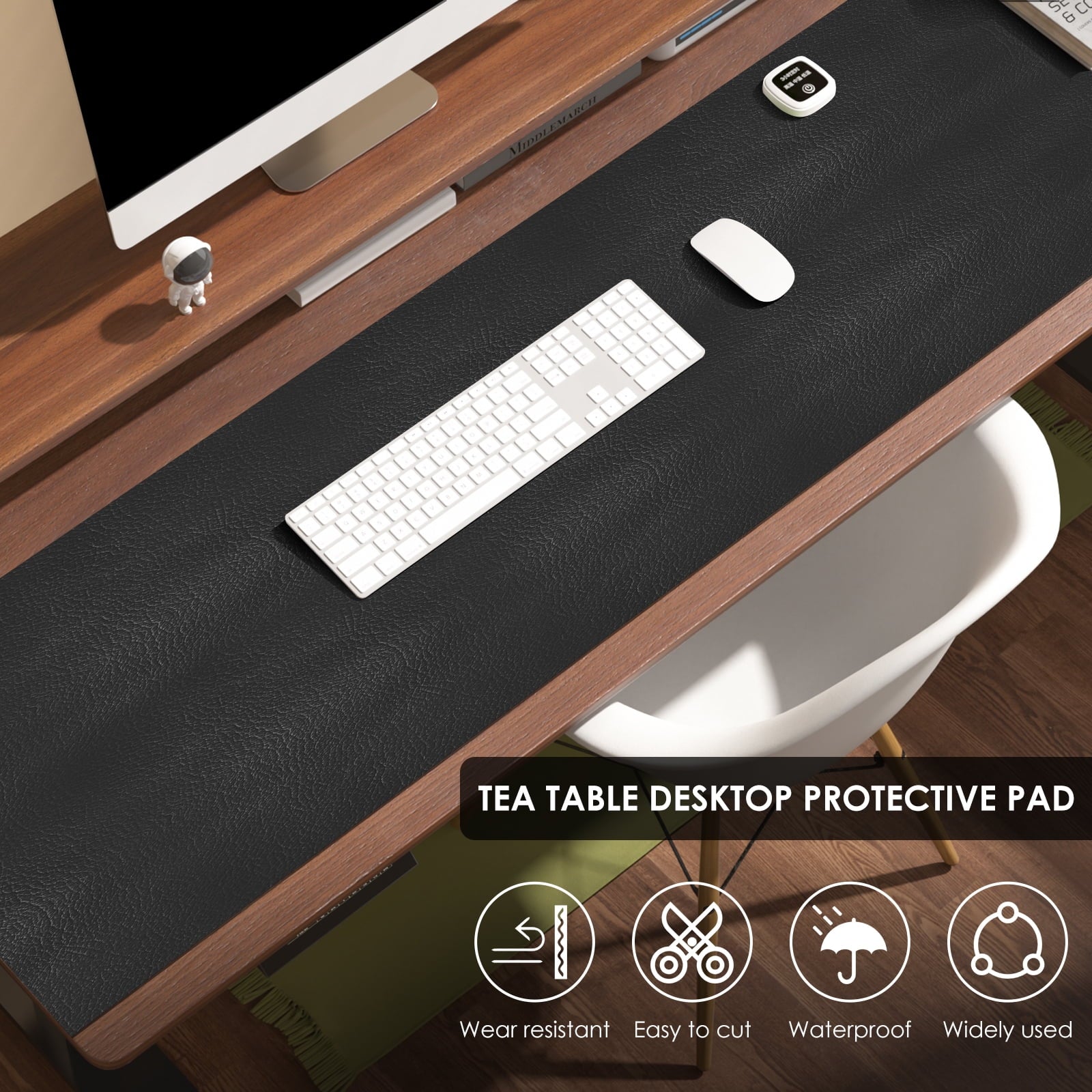 Leather Desk Mat 63 Inch PVC Leather Desk Cover Waterproof Desk Protector Mat Smooth TV Stand Table Mat Home Office C... - Image 2