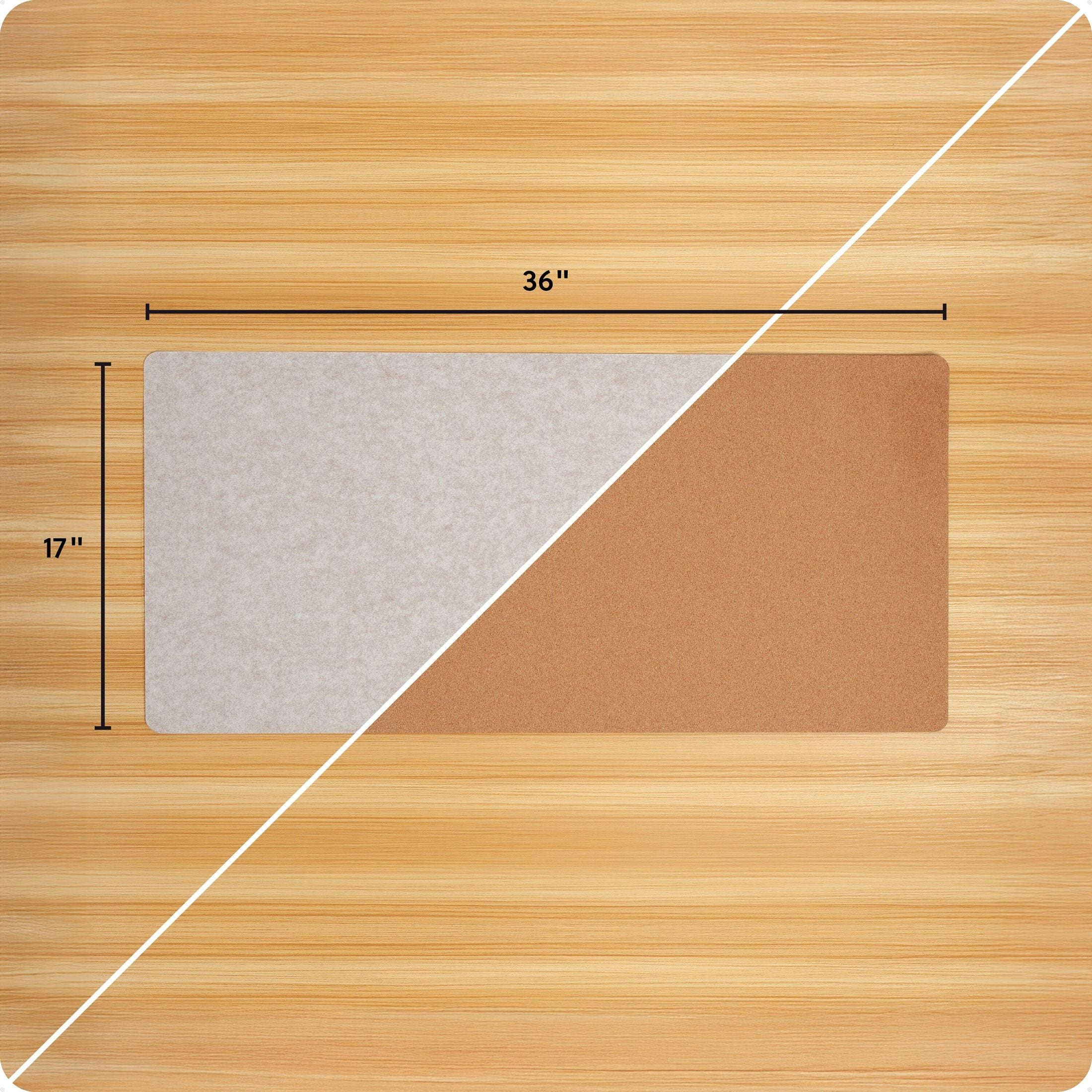 U Brands Desk Pad, Double Sided Felt and Cork, 36 x 17in - Image 2