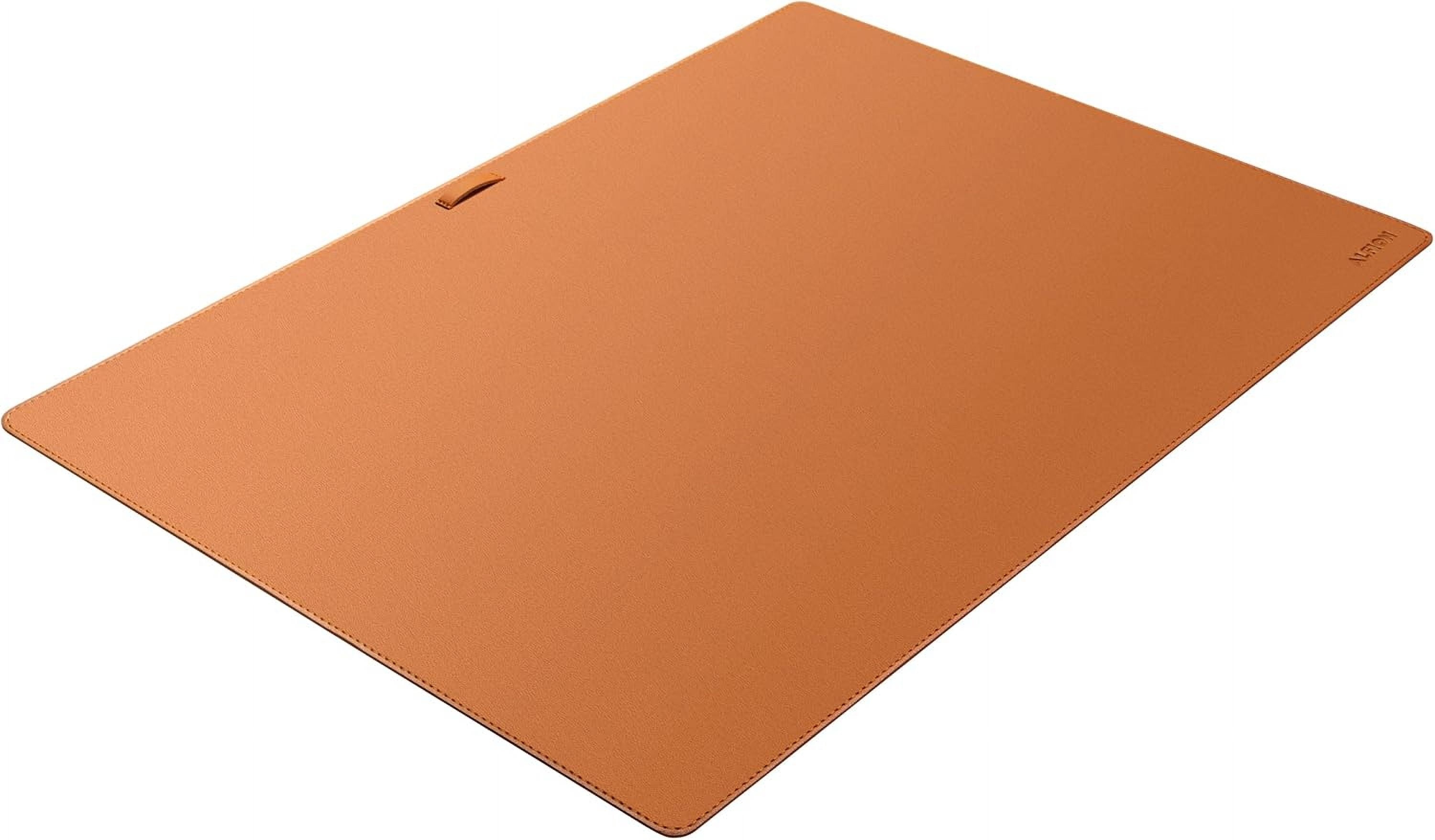 Leather Desk Mat Cable Organizer 23.6" x 17" | Premium Brown Vegan Leather Desk Protector Blotter Mouse Pad with Felt Non Slip Bottom for Ho - Image 3