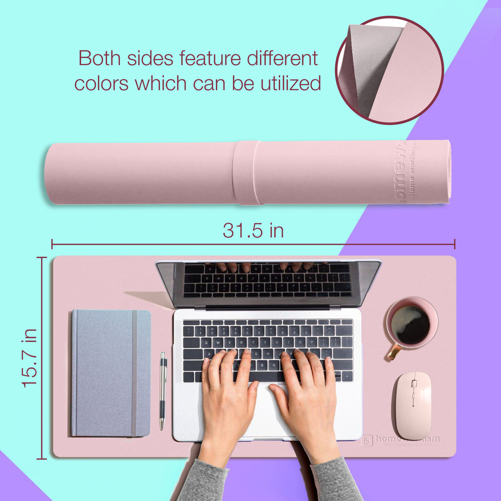 Leather Desk Pad(31.5 x 15.7 inches), Mouse Pad, Office Desk Mat, Non-Slip PU Leather Desk Blotter,Laptop Desk Pad,Wa... - Image 3