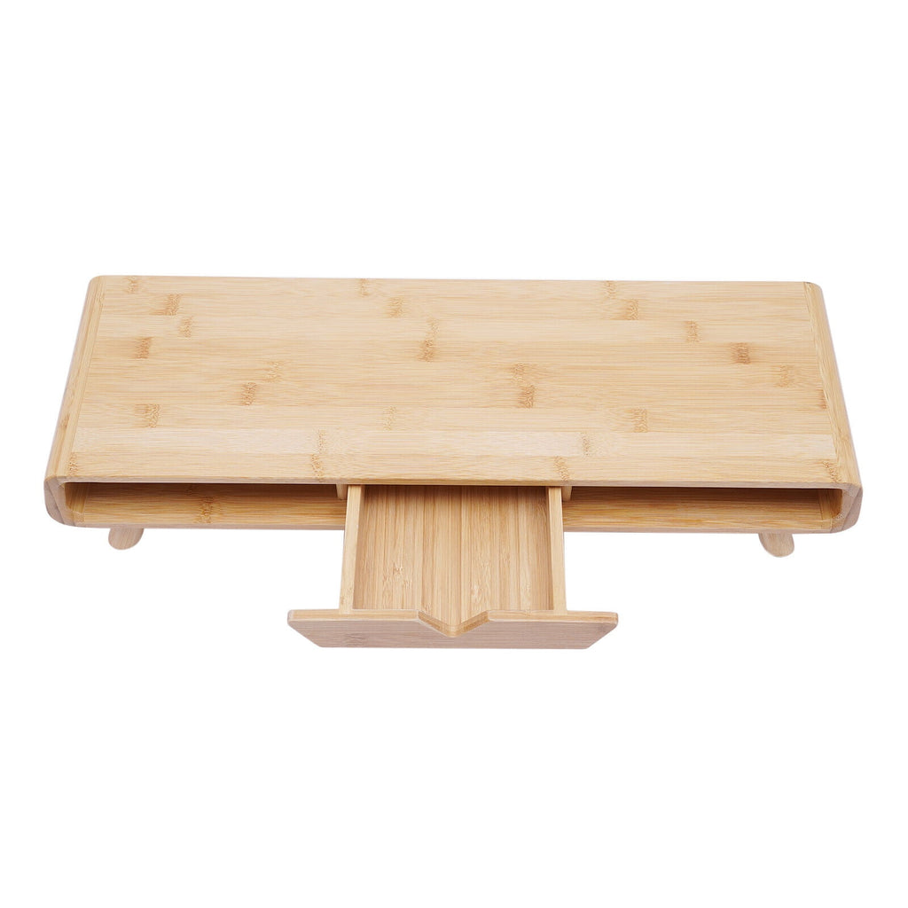 Bamboo Monitor Stand 24in Modern Office W/ Drawer Desktop Stand Back Baffle Gift - Image 5