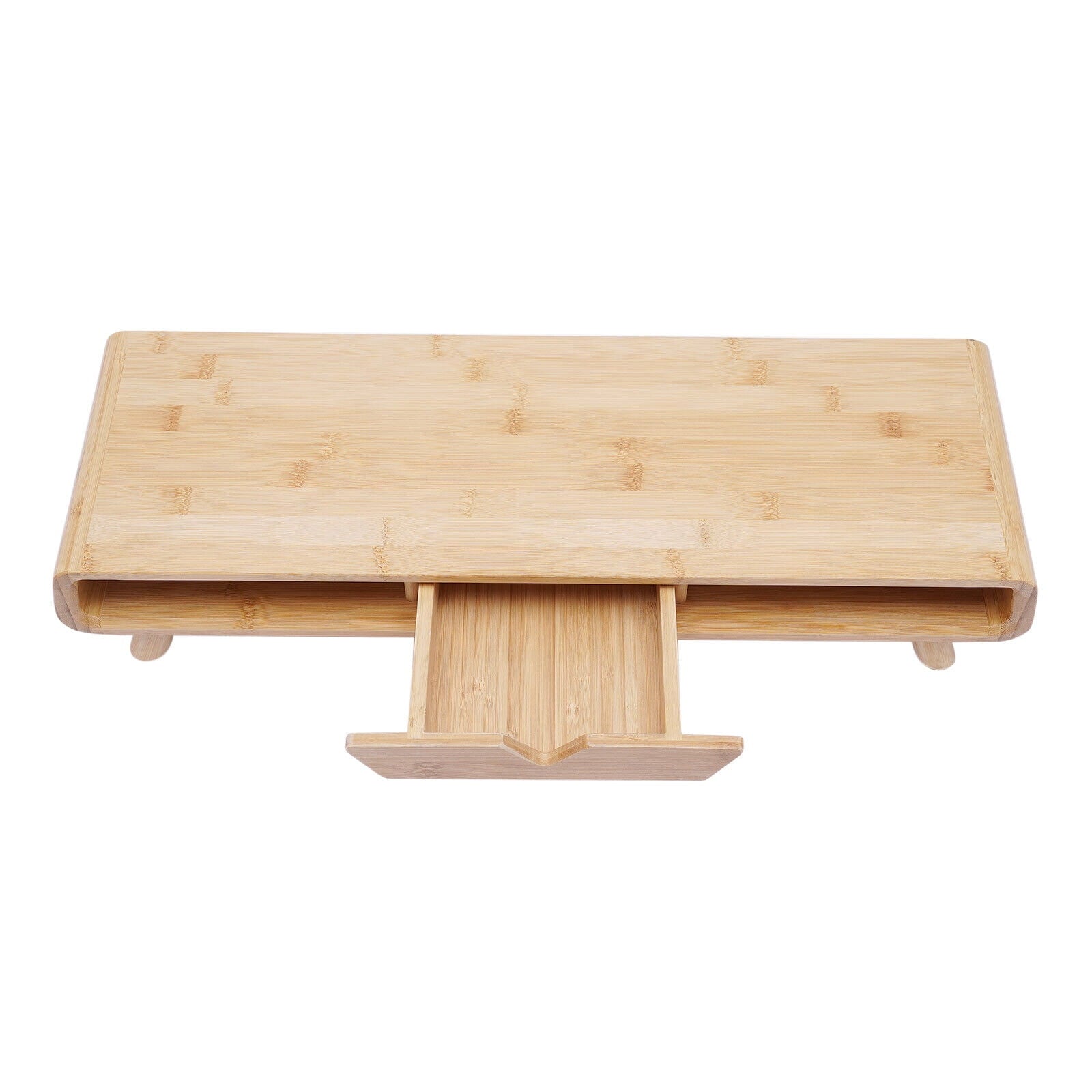 Bamboo Monitor Stand 24in Modern Office W/ Drawer Desktop Stand Back Baffle Gift - Image 5