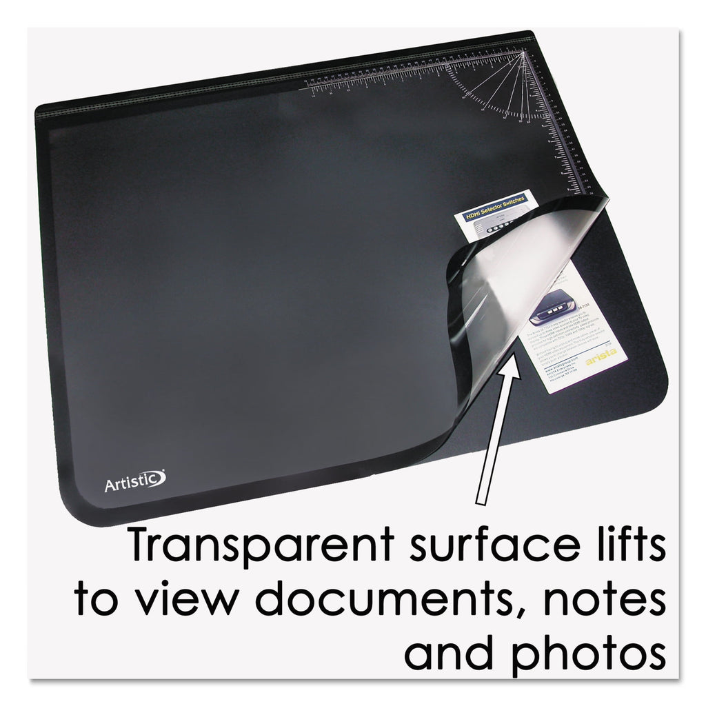 Lift-top Pad Desktop Organizer With Clear Overlay, 22 X 17, Black - Image 5
