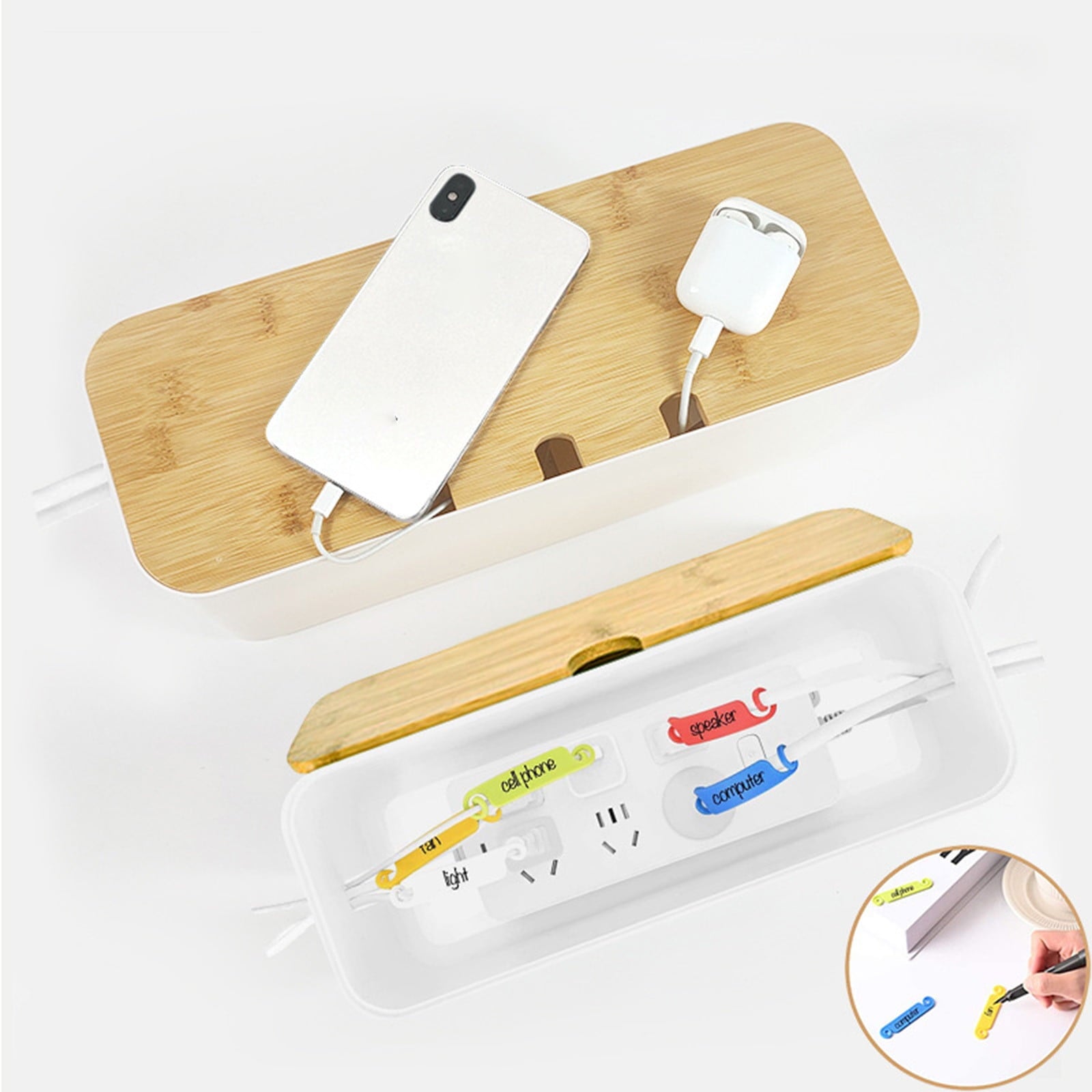 Cable Management Box - Cord Organizer for Desk, TV, Computer, Laptop Power Strips - Fashionable Power Strip Box for H... - Image 4