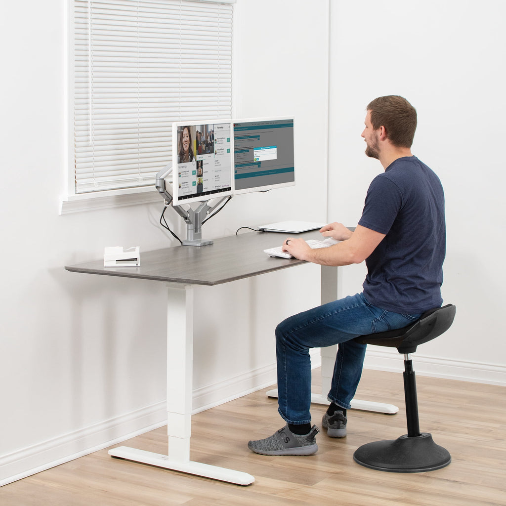 Aluminum Dual 17" to 32" Monitor Pneumatic Desk Mount Stand - Image 4