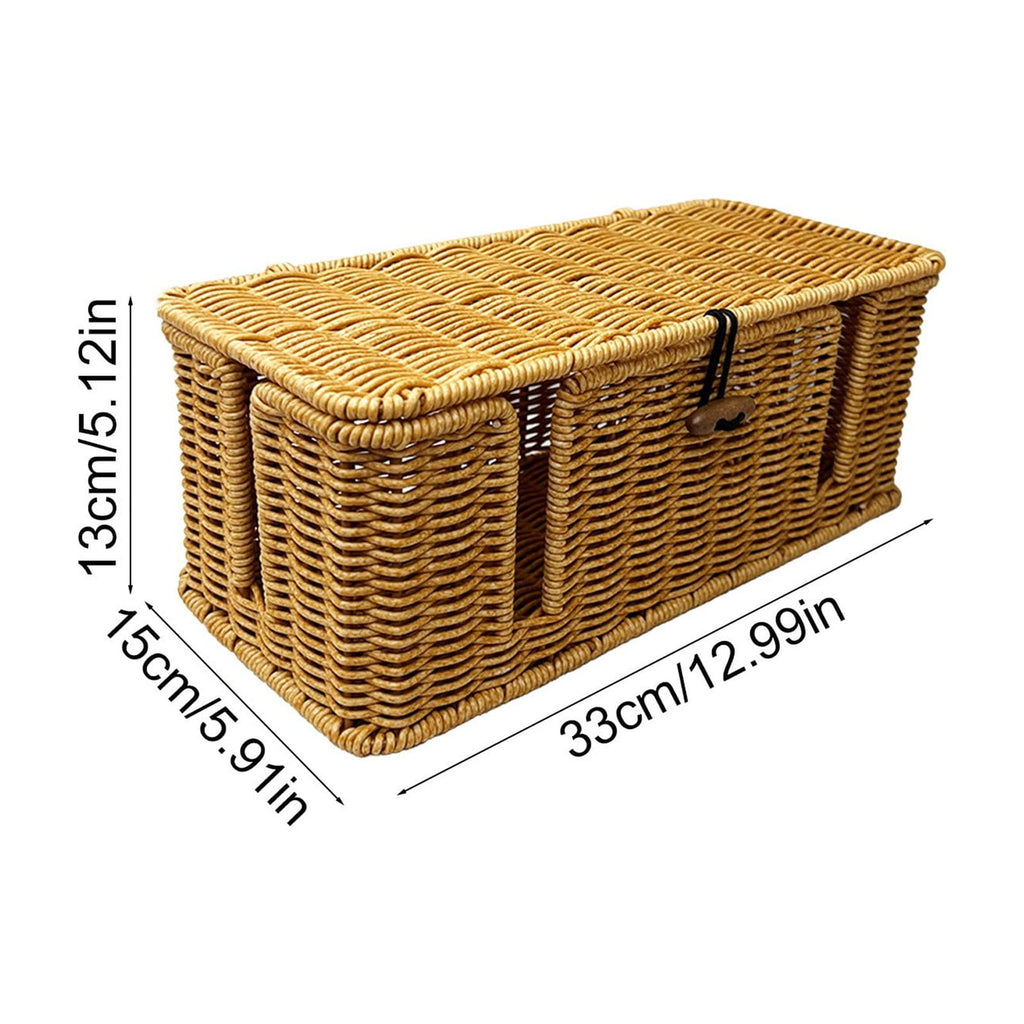 Storage Basket Cable Management Box Rattan Cord Organizer Box Cords Hider Under Desk Cable Management For Power Strip Computer Router USB Hu - Image 3