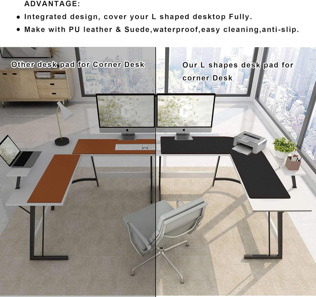 L Mat ) x ) x ), Mouse pad for Corner , Computer Corner Pad, Writing Pad Protector, Large Waterproof PU Leather Corne... - Image 3