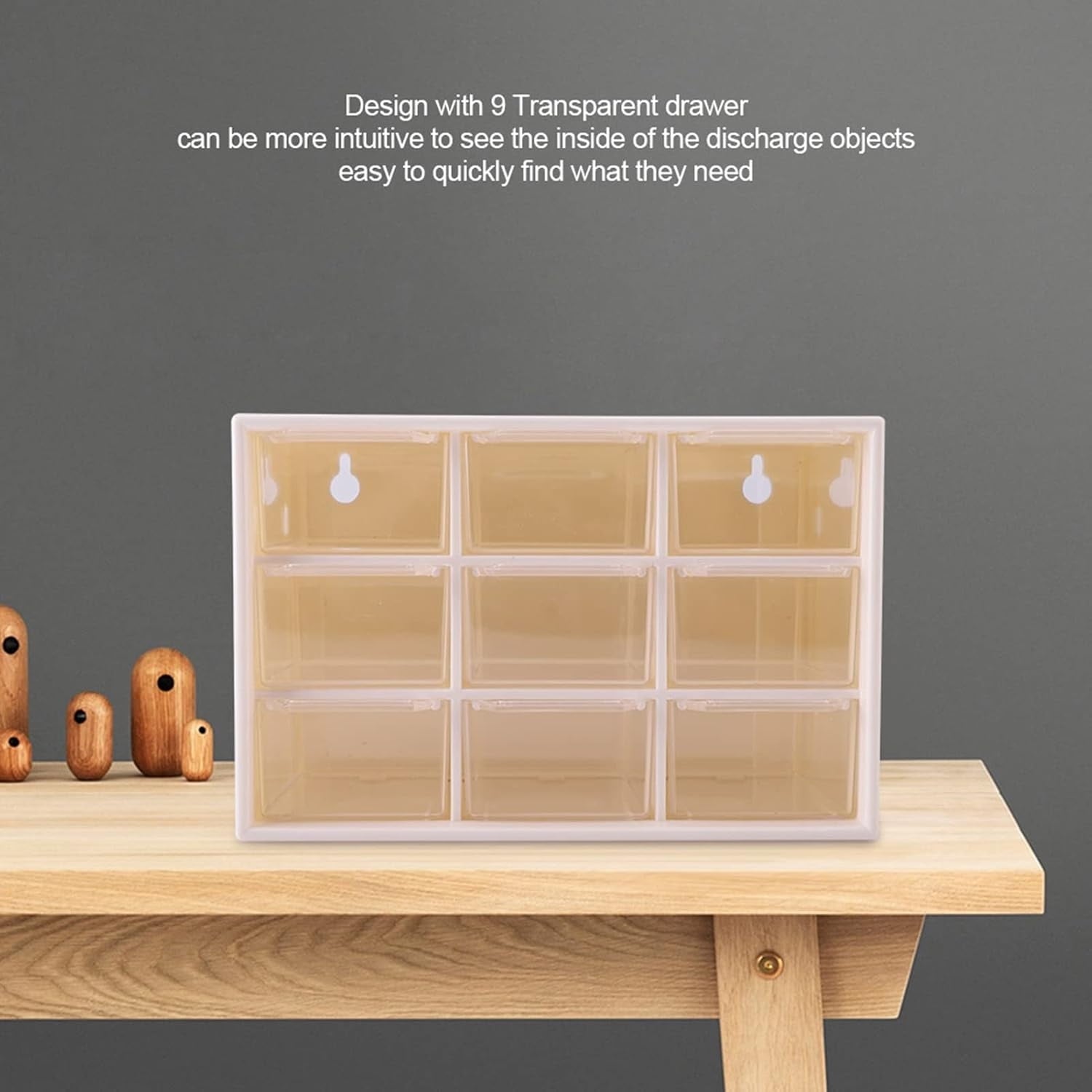 Small Drawer Organizer for Desk, Mini Plastic Desktop Organizer with 9 Clear Drawers,Desktop Storage Drawers Cabinet ... - Image 4