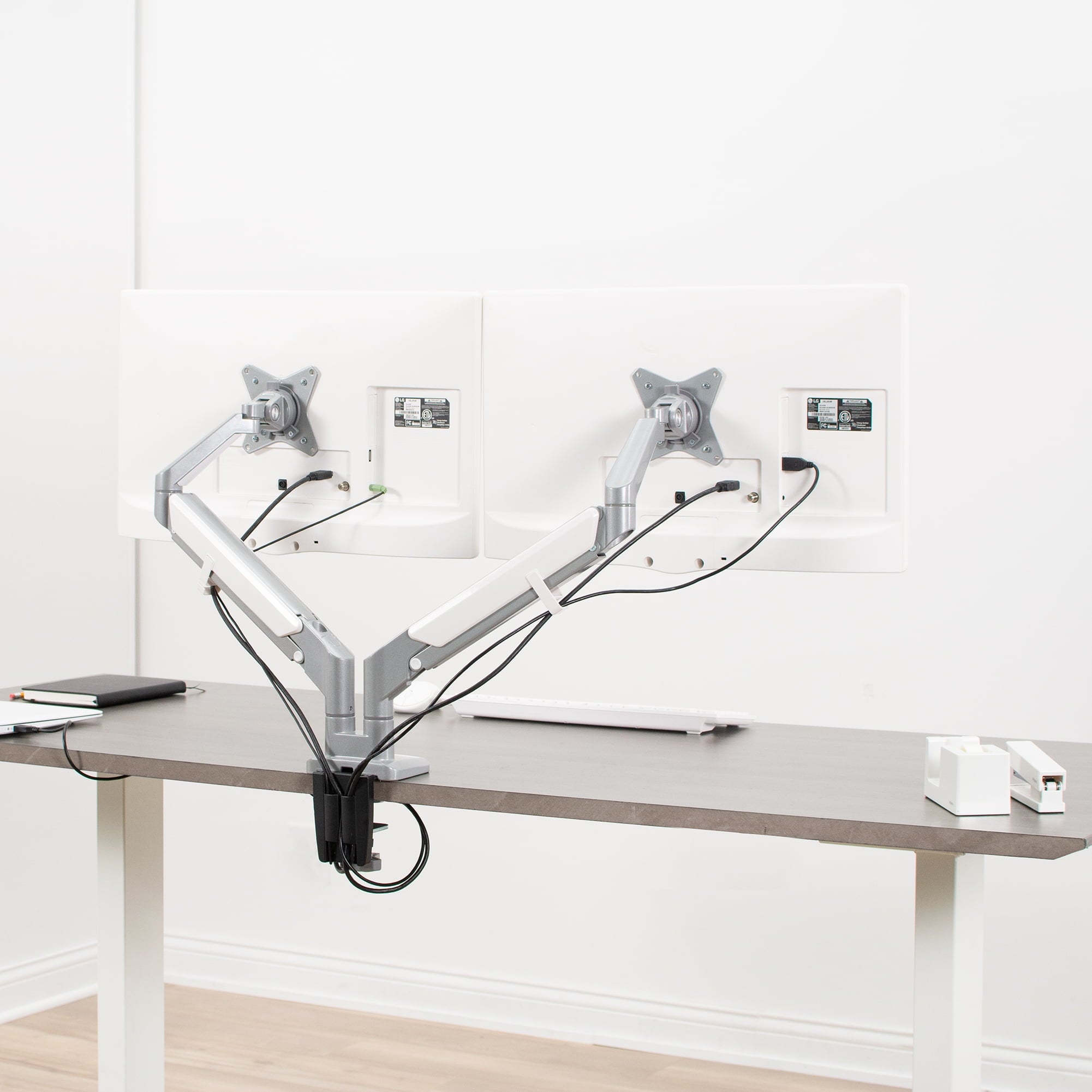 Aluminum Dual 17" to 32" Monitor Pneumatic Desk Mount Stand - Image 2