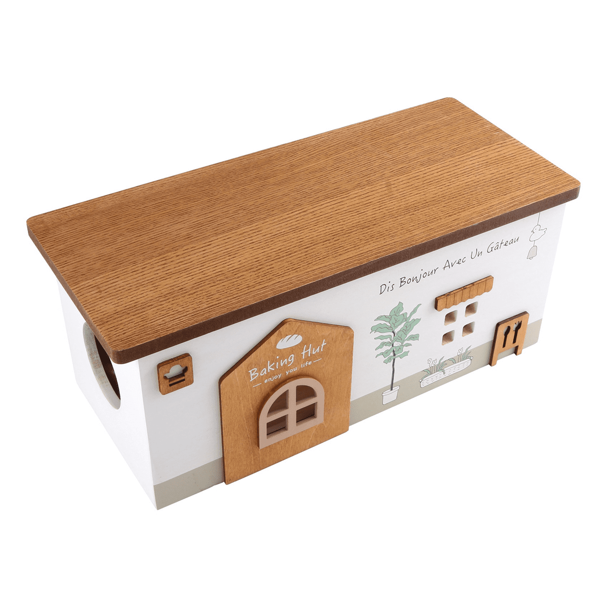 Cable Management Box, Wood Extension Cord Organizer, Handmade Power Strip Box for TV Computer Wire USB Hub System - Image 3