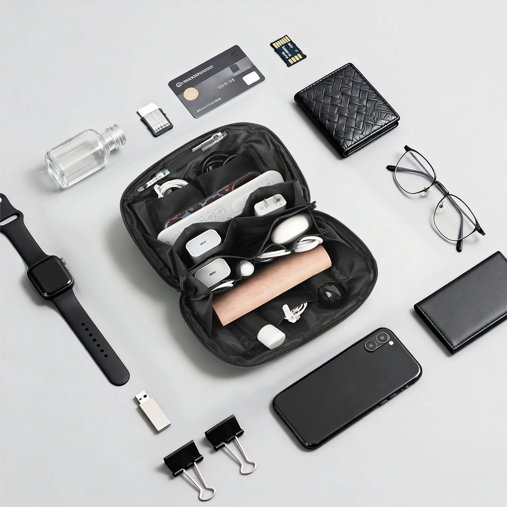 Tech Pouch, Charger Organizer, Cable Organizer Box, Holds Chargers, Cables, and Phones, Gray - Image 2