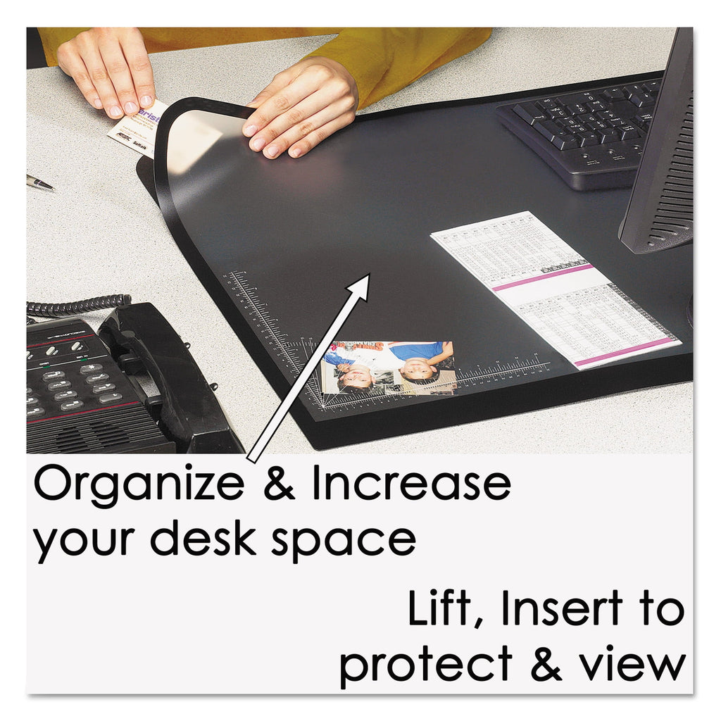 Lift-top Pad Desktop Organizer With Clear Overlay, 22 X 17, Black - Image 6