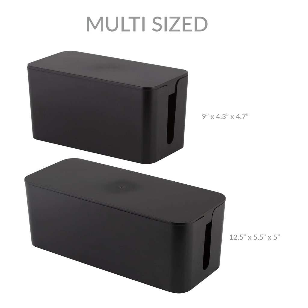 Simplify 2 Pack Plastic Wire / Cable Organizer Hidden Storage Boxes in Black - Image 5