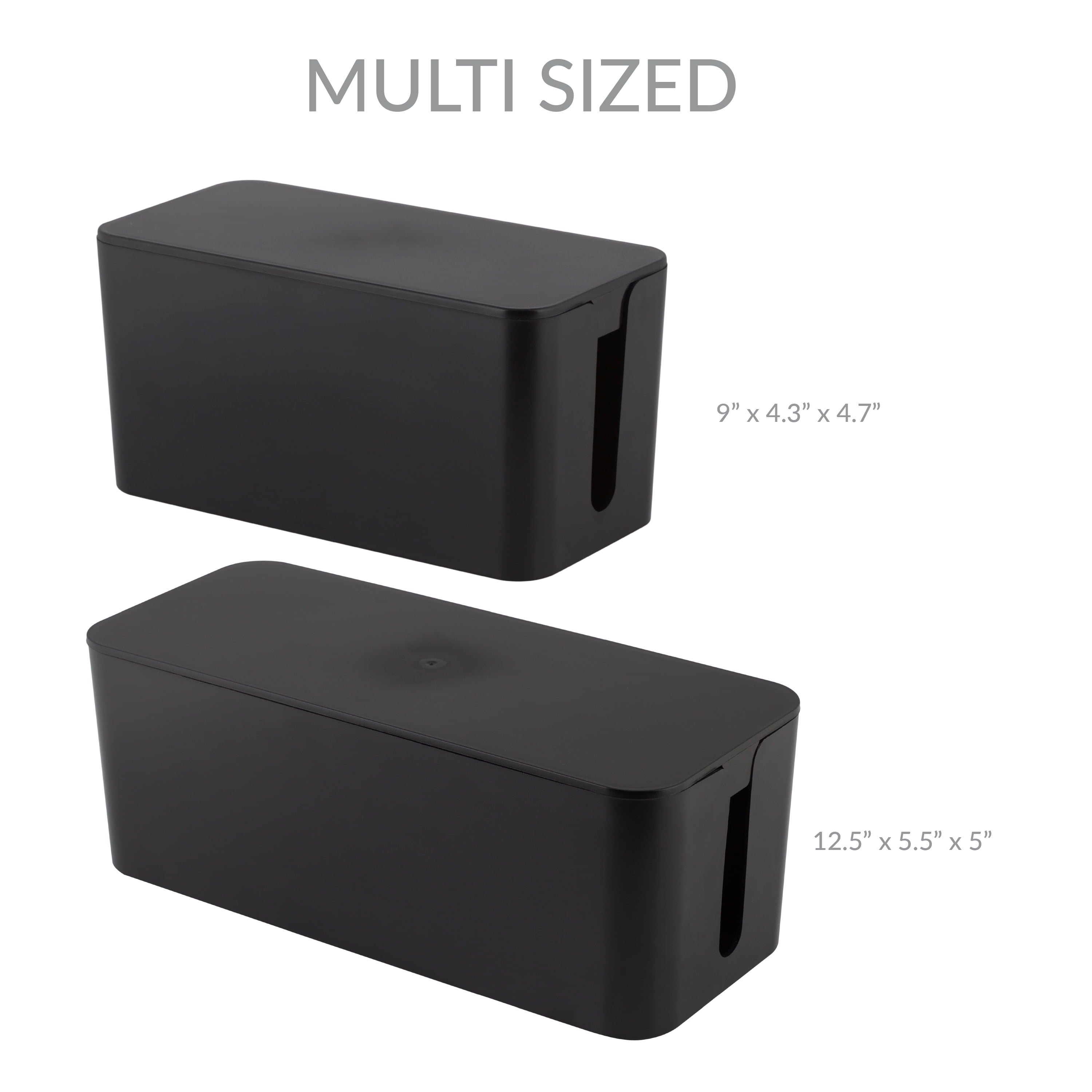 Simplify 2 Pack Plastic Wire / Cable Organizer Hidden Storage Boxes in Black - Image 5