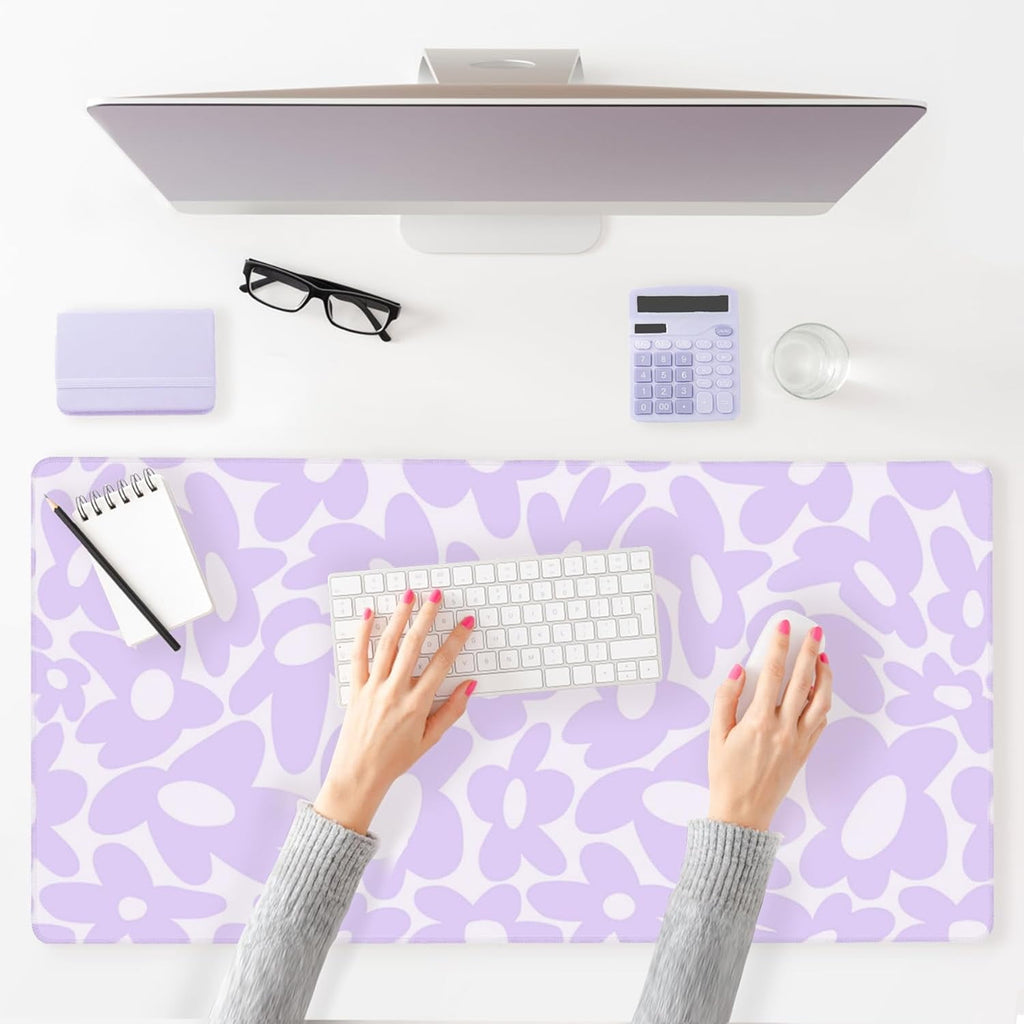 Cute Desk Pad - Aesthetic Desk Mat Kawaii - Keyboard Pads for Desk - XL Purple Desk Pad - Cute Office Desk Decor for ... - Image 2