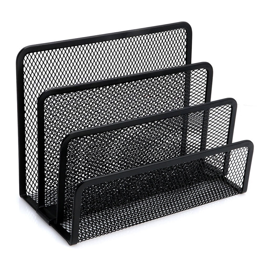 Metal Letter Tray,Simple Houseware Mesh Desk Organizer, Strengthen Tray,Letter Rack with 3 Compartments, Black - Image 4