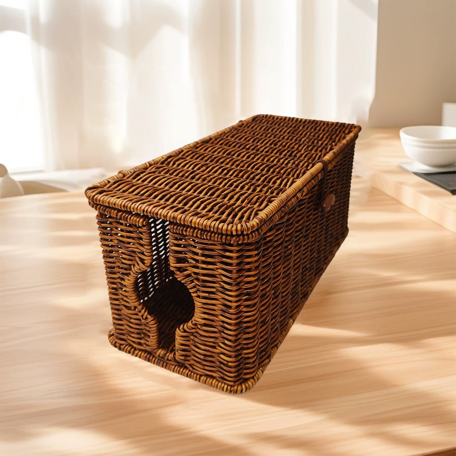 Storage Basket Handmade Cable Management Box Stylish & Functional Cable Organizer Slots For Home & Office TV Wires Computer Router USB Hub & - Image 6