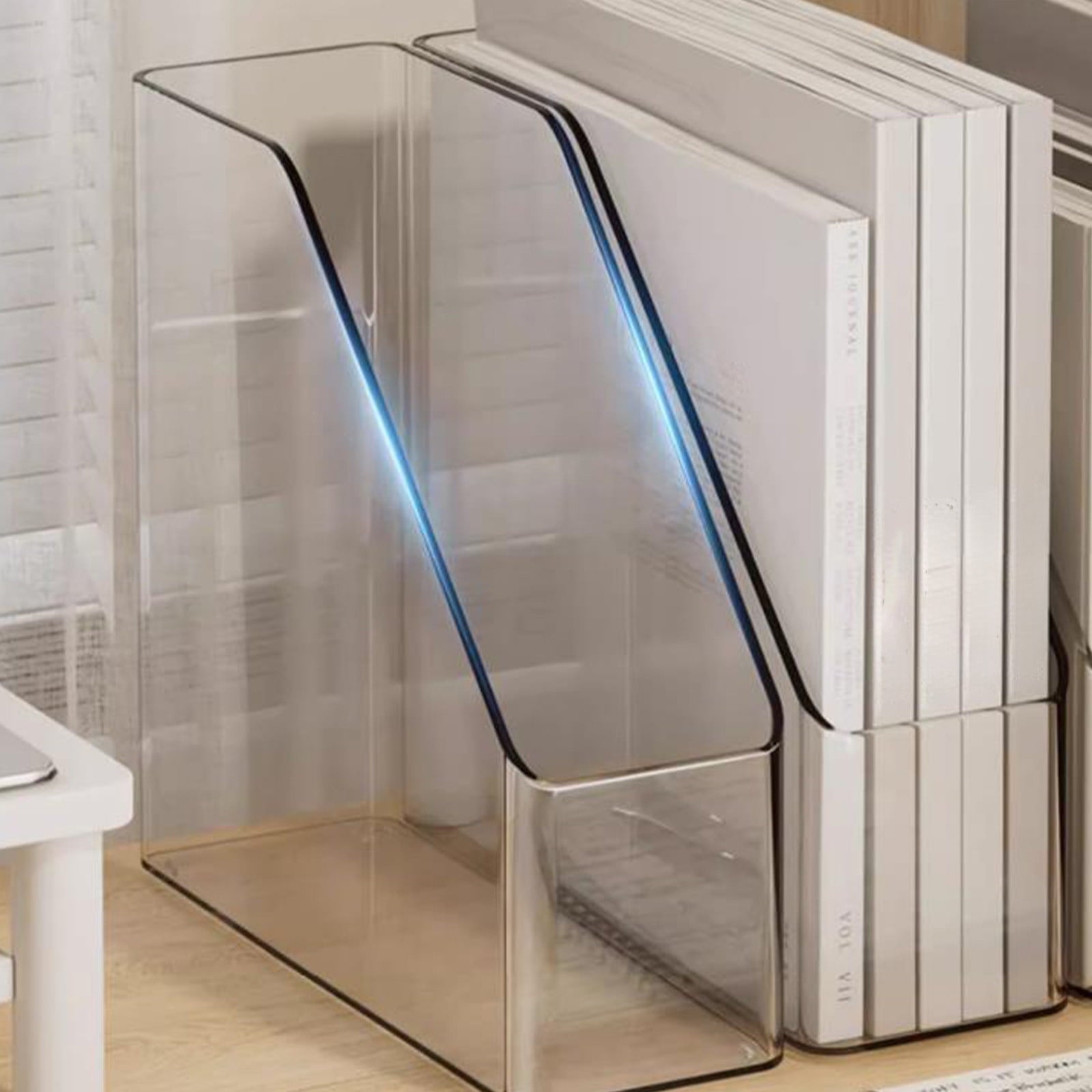 Under $5 Clear Acrylic Magazine File Holder Plastic Desk Organizer Vertical Magazine Rack Desk Folder Document Storag... - Image 5