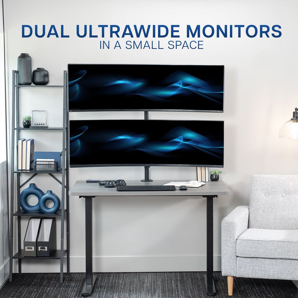VIVO Dual Ultrawide Monitor Desk Mount, Stand for 2 Computer Screens up to 49" - Image 6