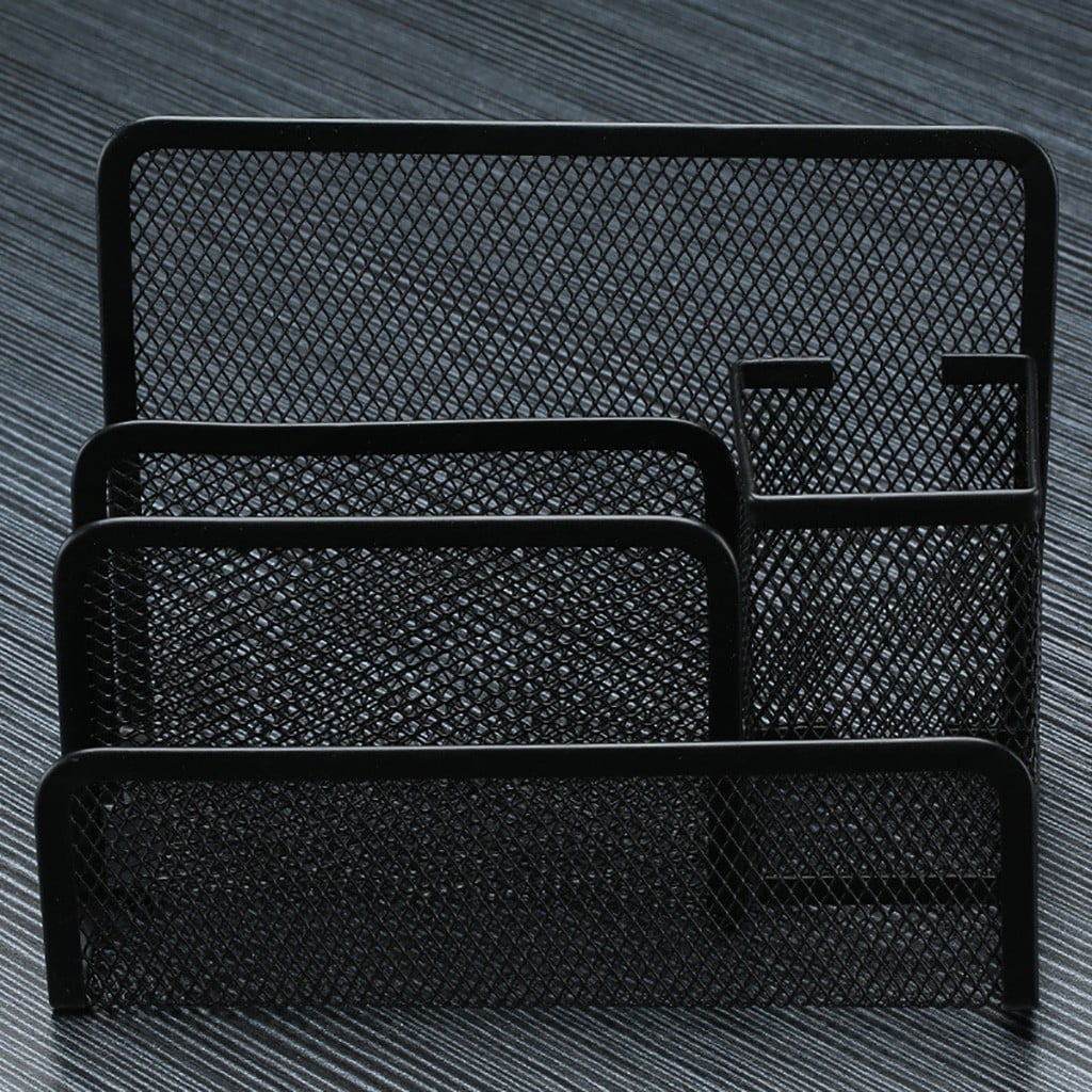 Metal Letter Magazine Home Tray Folder Slots Filing Envelope Black Holder Paper Document top Countertop Cell Mesh Sor... - Image 4