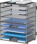 9-Tier desktop Paper Letter Tray Desk Organizer with Handles for Office ,Black