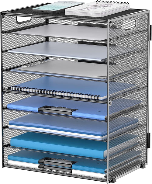 9-Tier desktop Paper Letter Tray Desk Organizer with Handles for Office ,Black