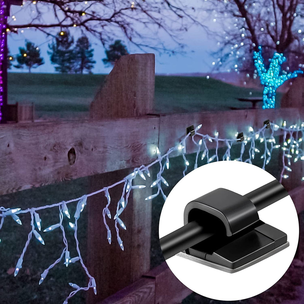 BUZIFU 100 Pieces Cable Clips Outdoor Light Clips Cord Organizer Self Adhesive Wire Clips Mini Hooks Cable Wire Management Holder for Car Of - Image 3
