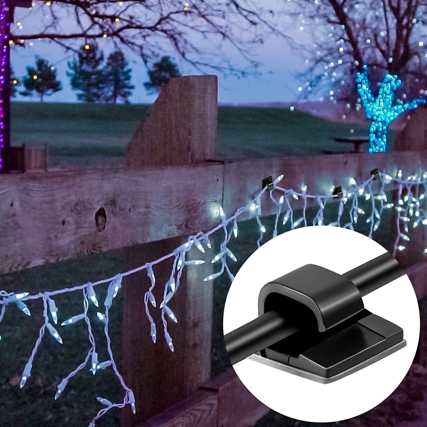 BUZIFU 100 Pieces Cable Clips Outdoor Light Clips Cord Organizer Self Adhesive Wire Clips Mini Hooks Cable Wire Management Holder for Car Of - Image 3