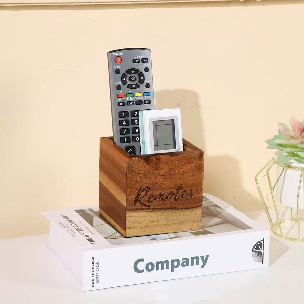Acacia Wood Remote Control Holder Desk Organizer for Table and Office Decor - Image 4