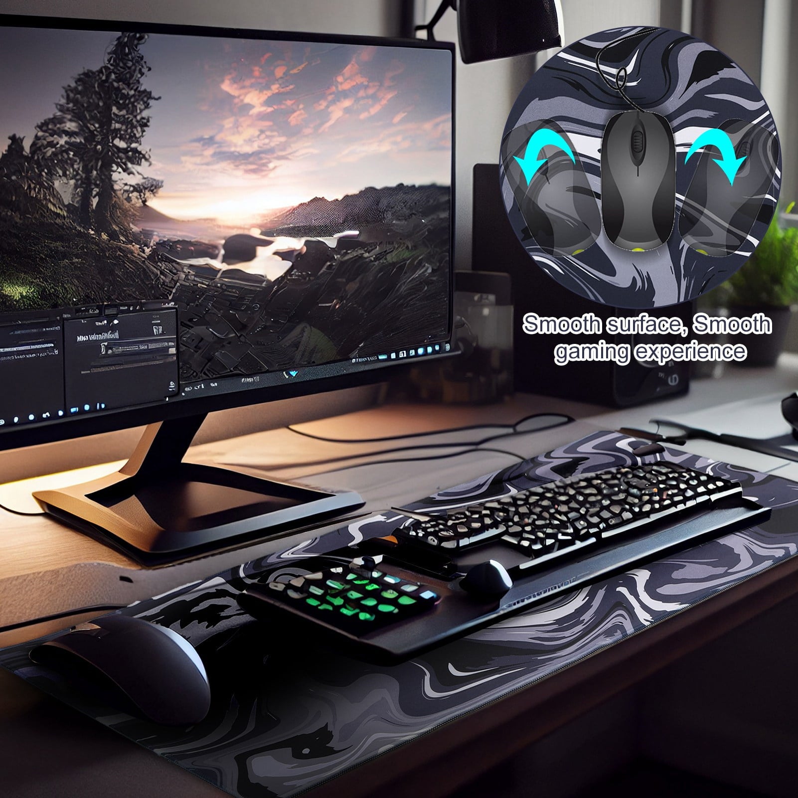 Large Gaming Mouse Pad (XXL), Non Slip 35.4 x 15.7 inches Computer Pad for Desk, 3mm Thickened Big Rubber Base Mouse ... - Image 4