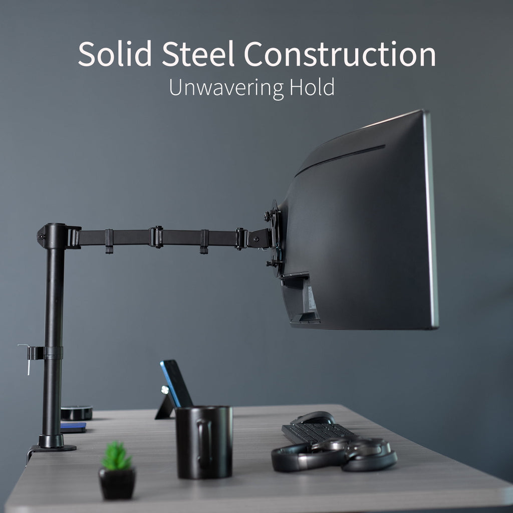 Single Ultrawide Monitor Desk Mount, Adjustable Stand for Screens up to 45" - Image 3
