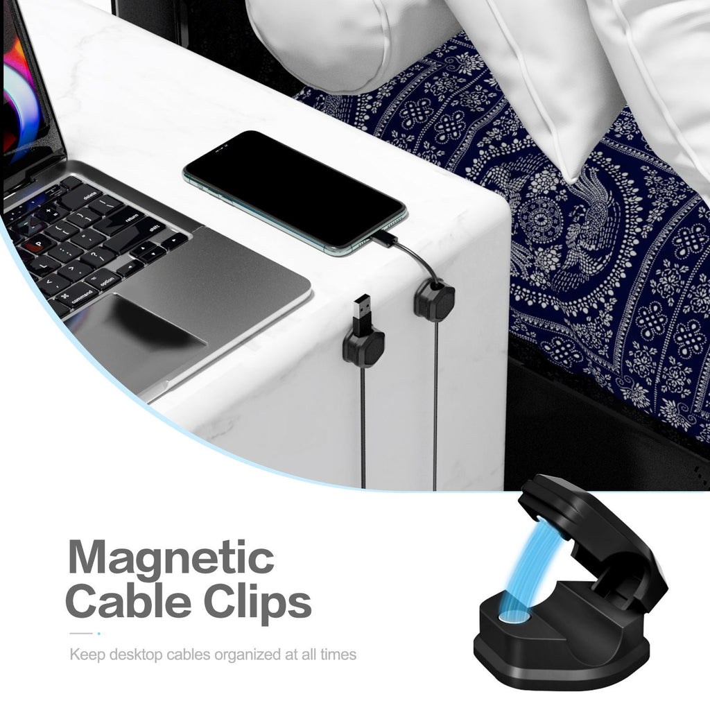 12 Pack Magnetic Cable Management Clips, Phone Electric Charging Cord Holder, Desktop Cord Organizer, Adhesive Cable ... - Image 4