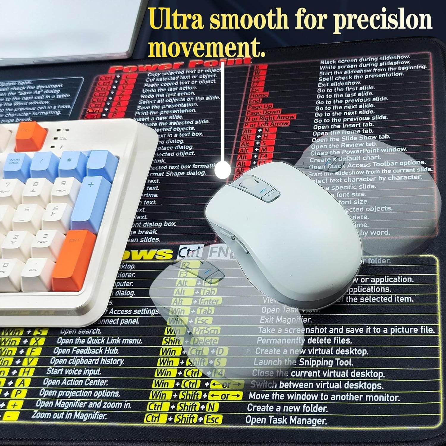 Excel/Word/Power Point/Windows Cheat Sheet Desk pad, Large Gaming Office pc Mouse pad,Keyboard Shortcuts Mouse pad,No... - Image 4