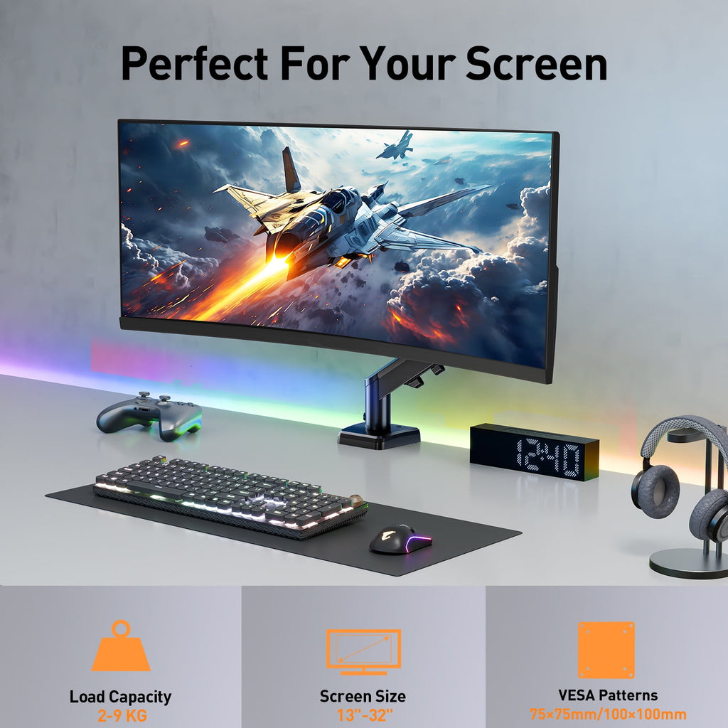 Single Monitor Desk Mount for 13"-32" Screens, Computer Monitors Stand, Height Adjustable Monitor Mount, with Gas Spr... - Image 2