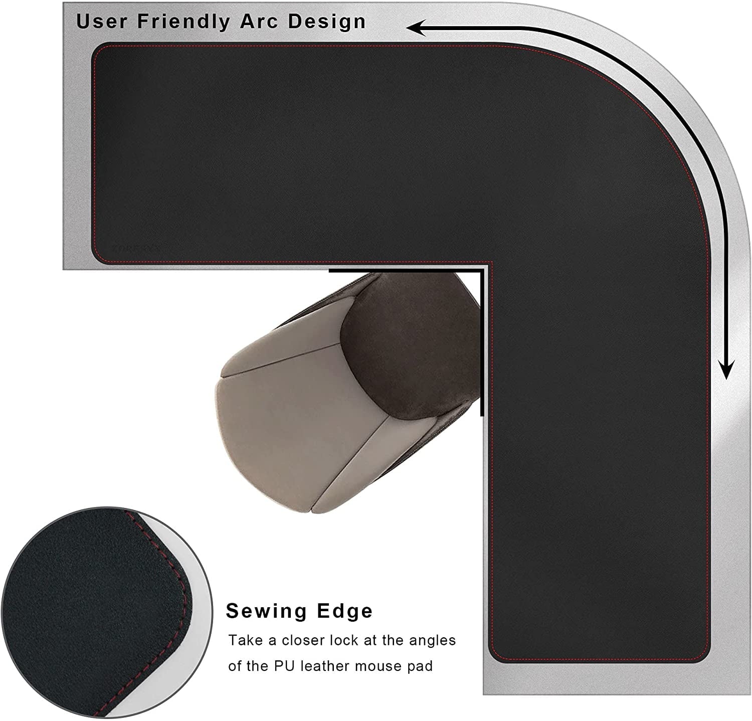 L Mat ) x ) x ), Mouse pad for Corner , Computer Corner Pad, Writing Pad Protector, Large Waterproof PU Leather Corne... - Image 5