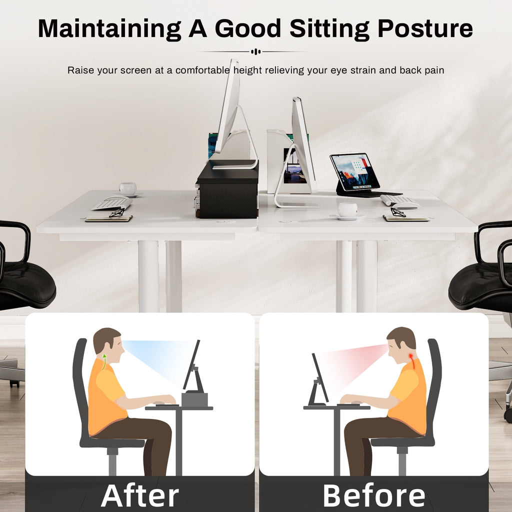 Dual Monitor Stand - Adjustable Legs, Dual Monitor Riser, Carbon Fiber Computer Monitor Stand, Desktop Organizer, Mon... - Image 5