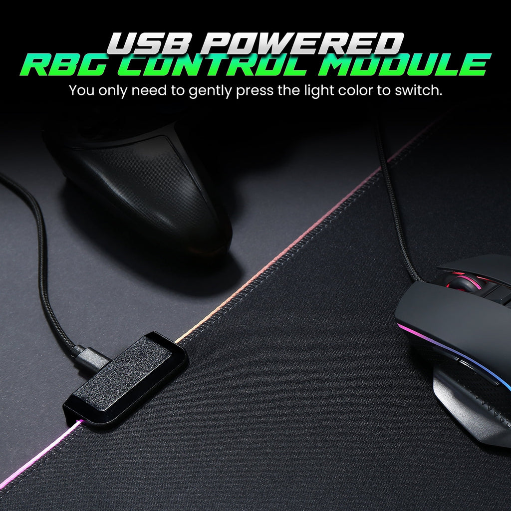 Lumen8 RGB LED Gaming Desk Mouse Pad, 11.8 x 31.5 in, USB Powered with Braided Micro USB Cable, Water-Resistant - Image 3