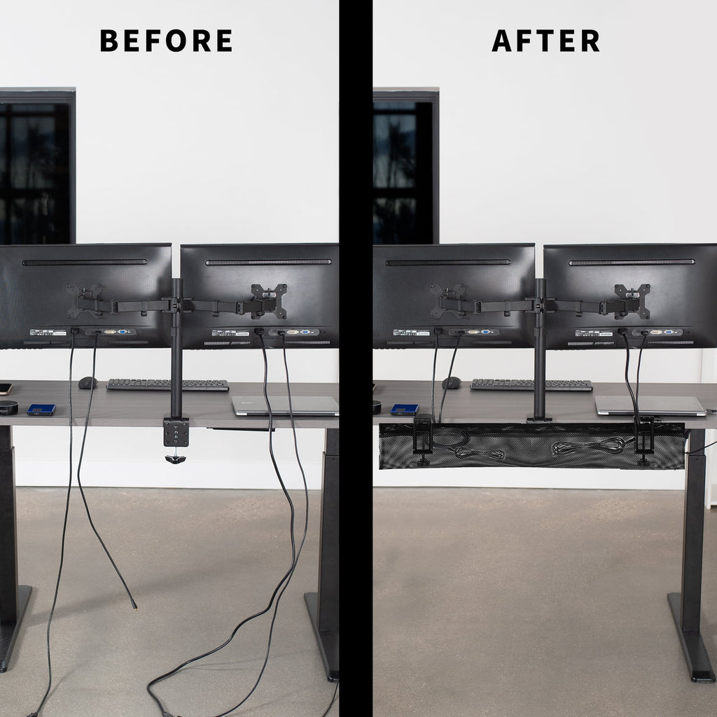 Black 36" Clamp-on Under Desk Cable Net, Mesh Cable Management - Image 5