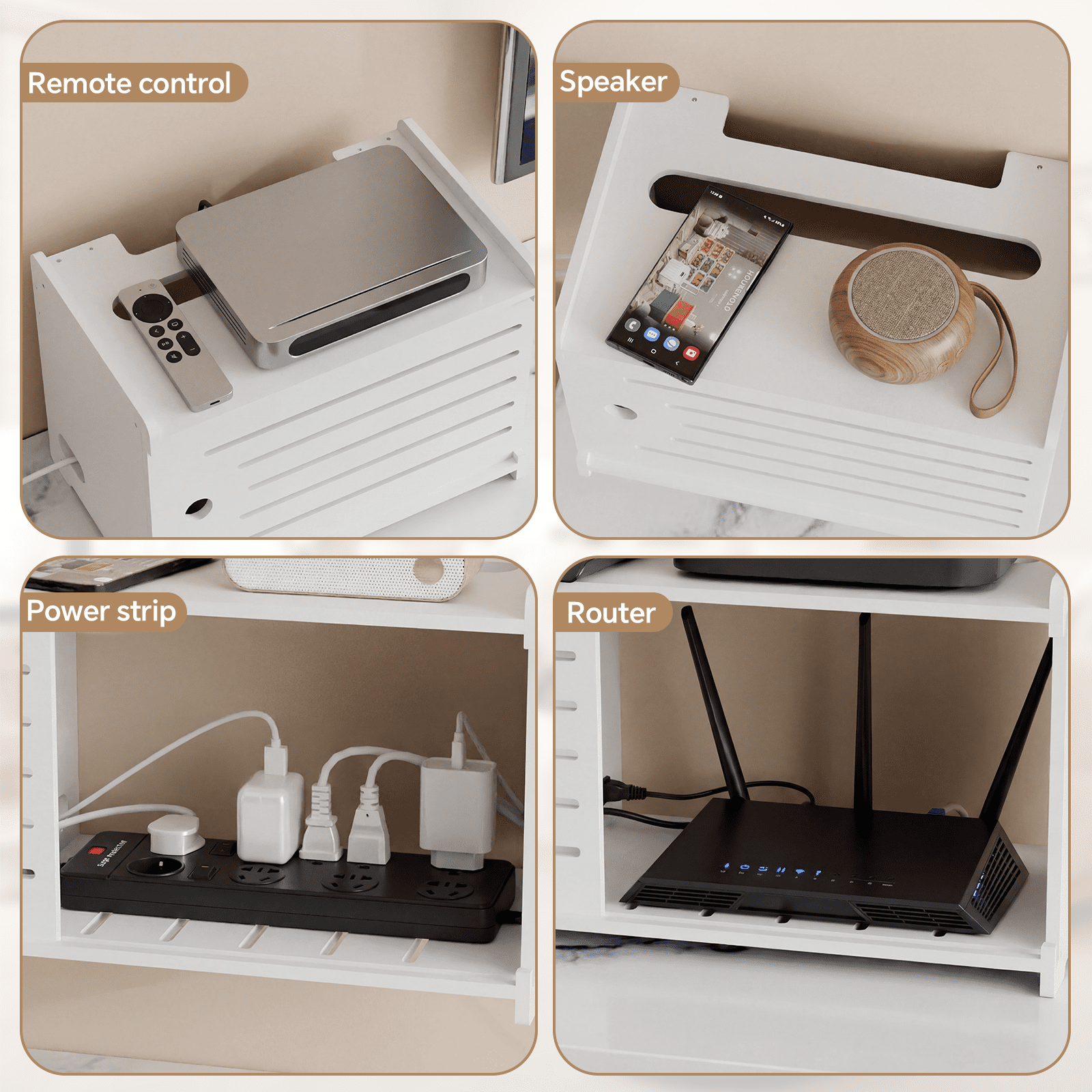 Wooden WiFi Router Storage Box Hider Shelf, Decorative Projector Box Hider Rack Countertop, for Cable, Modem, Interne... - Image 4