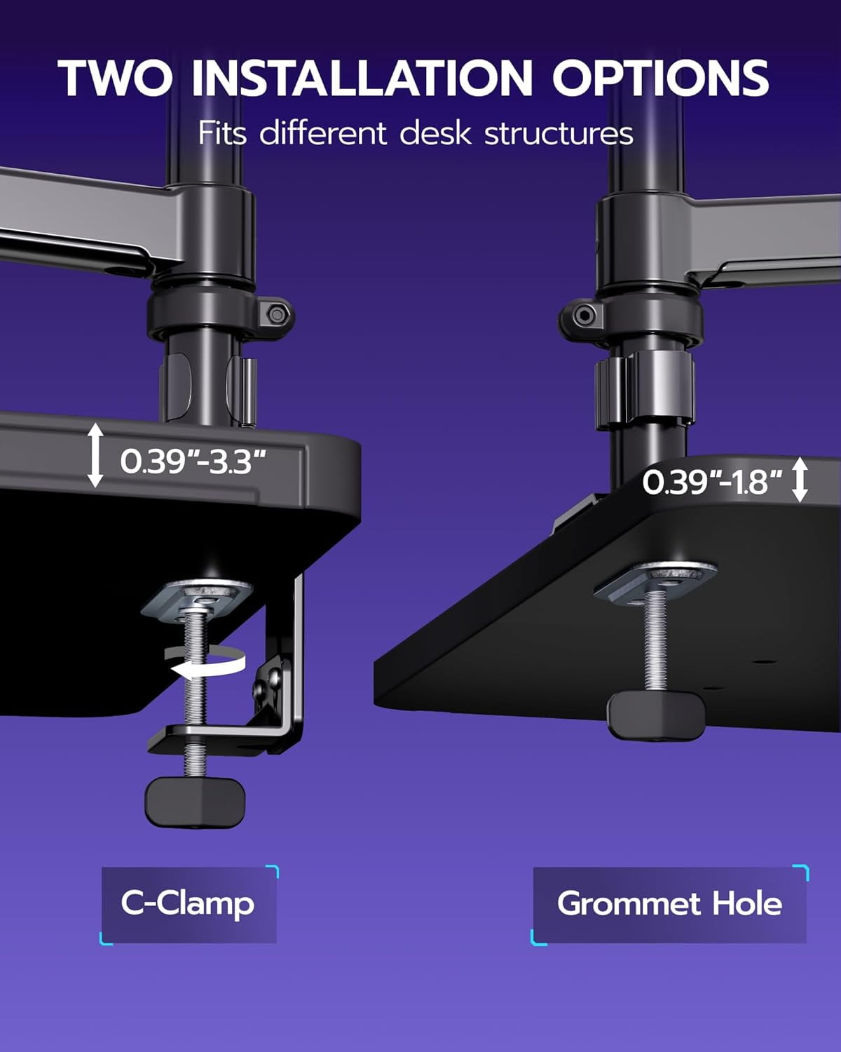 ARES WING Single Monitor Arm Desk Mount for 17"-40" Ultrawide Screens, Heavy Duty Adjustable Monitor Mount Holds up to 26.4 lb, Gas Spring C - Image 2