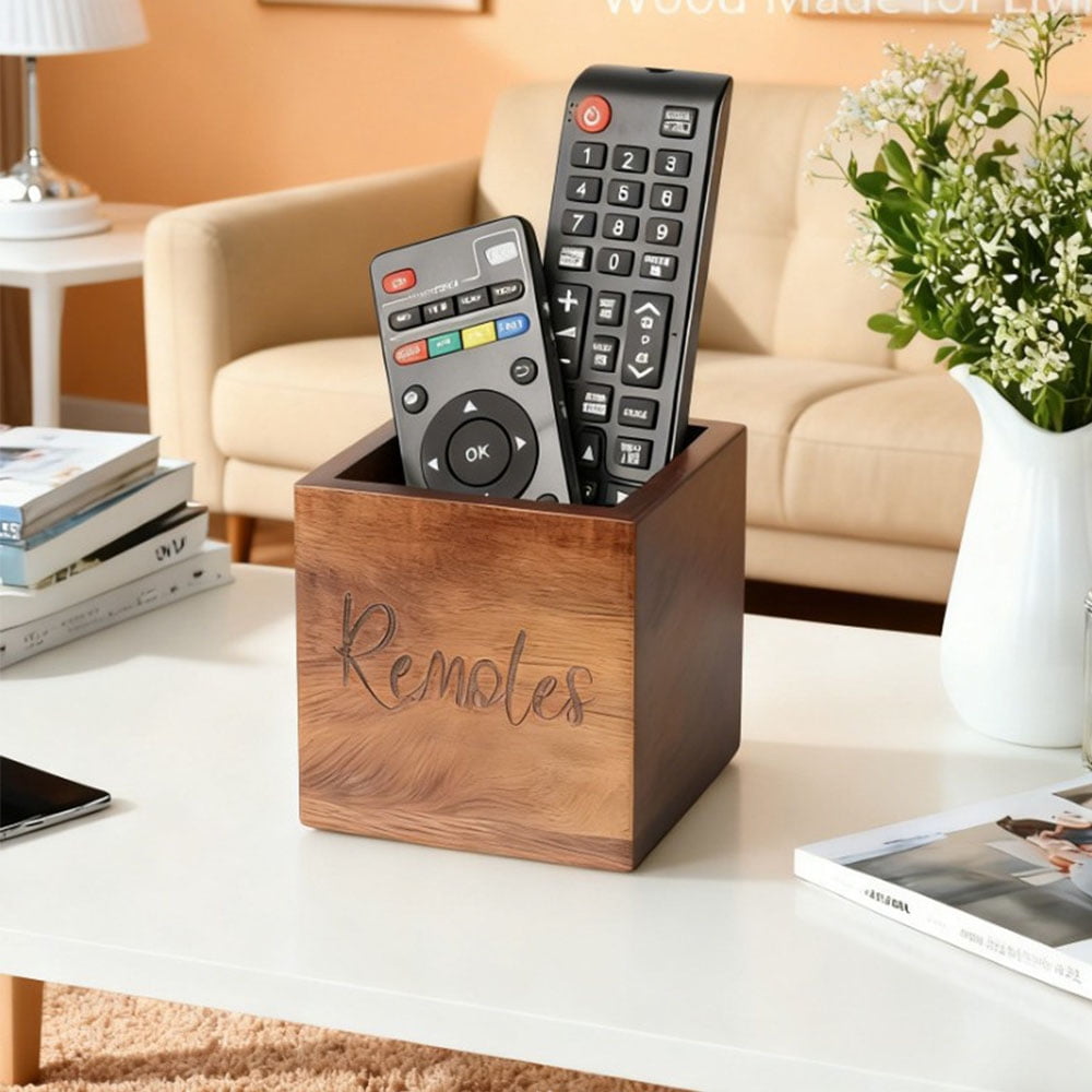 Acacia Wood Remote Control Holder Desk Organizer for Table and Office Decor - Image 6