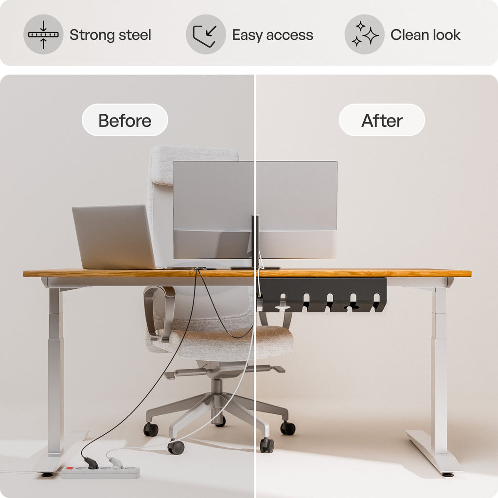 pamo Cable Management Under Desk for Easy mounting Under-Table I Set of 2 - with 10X Cable Ties I Desk Organizer for Office/Home Office Tabl - Image 4
