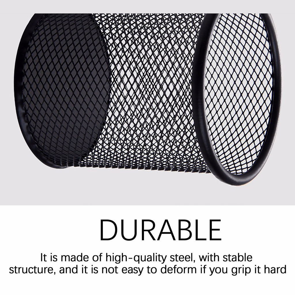 Mesh Pen Holder, 4'' Metal Pencil Holders Round Shaped Pen Holders for Desk Office Wire Mesh Container Pen Organizer,... - Image 6