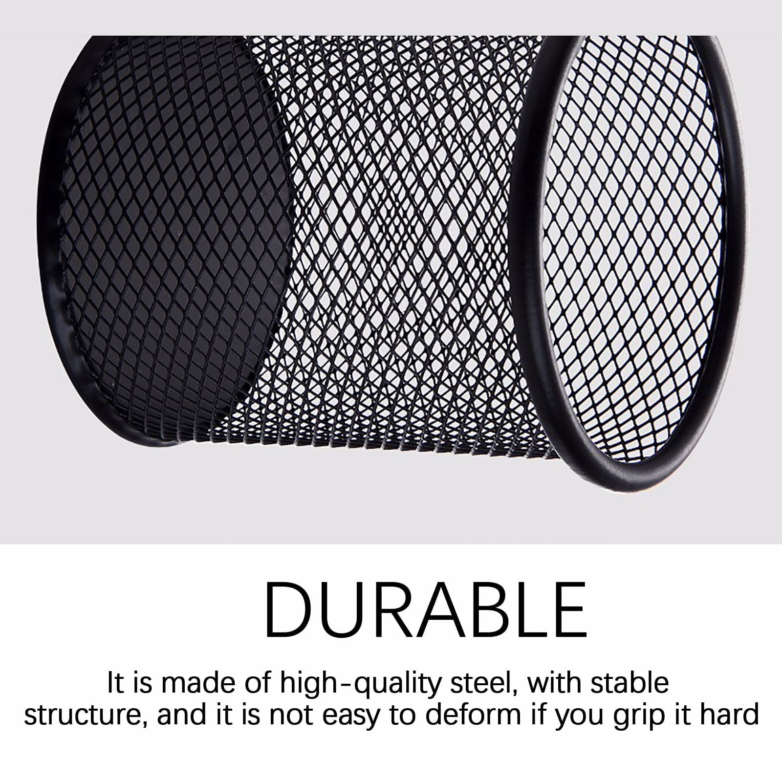 Mesh Pen Holder, 4'' Metal Pencil Holders Round Shaped Pen Holders for Desk Office Wire Mesh Container Pen Organizer,... - Image 6