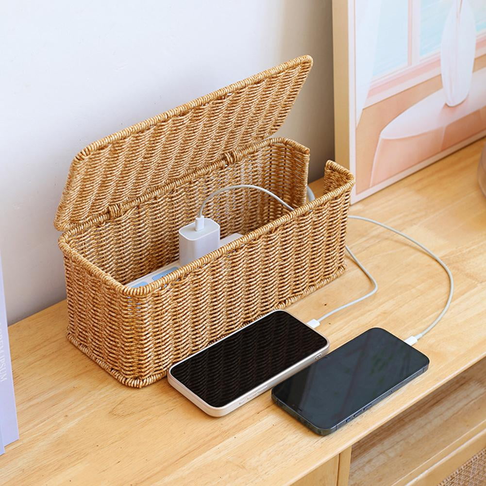 Hand-Woven Charging Station Storage Box Cable Management Basket For USB Cables Organizer Data Cables - Image 5
