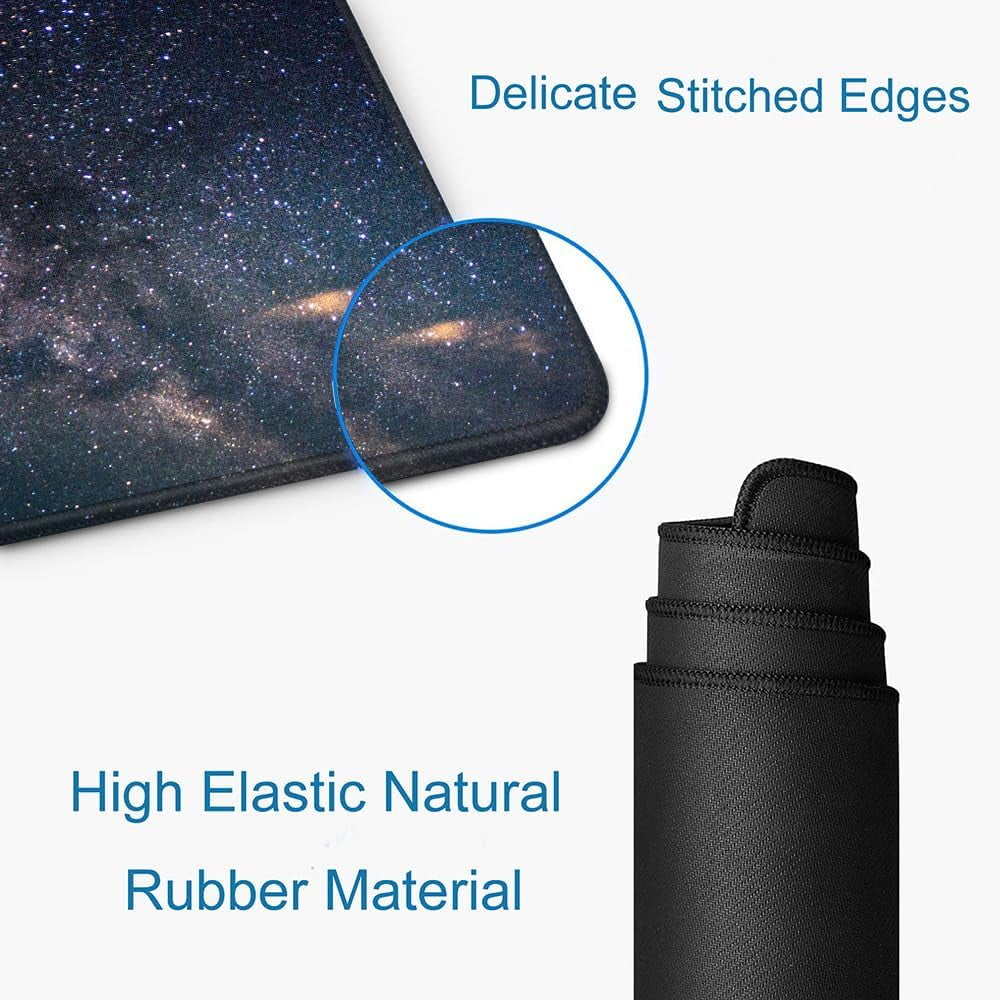Large Gaming Mouse Pad with Stitched Edges, Galaxy Desk Mat, Extended XL Keyboard Pad, Non-Slip Rubber Base Desk Pad ... - Image 3