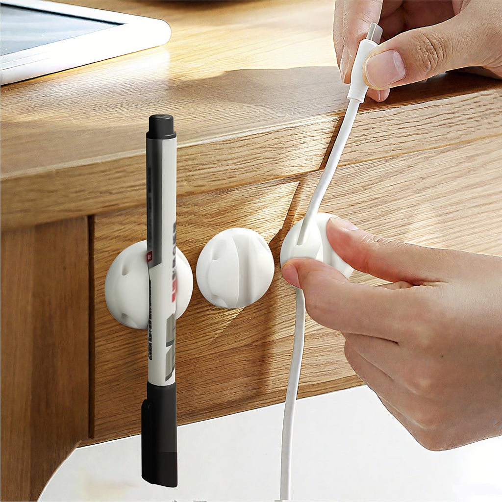 12-Pack White Silicone Cable Organizers with Adhesive Backing - Heavy Duty Cord Clips for Desk, Home & Office (Holds ... - Image 4