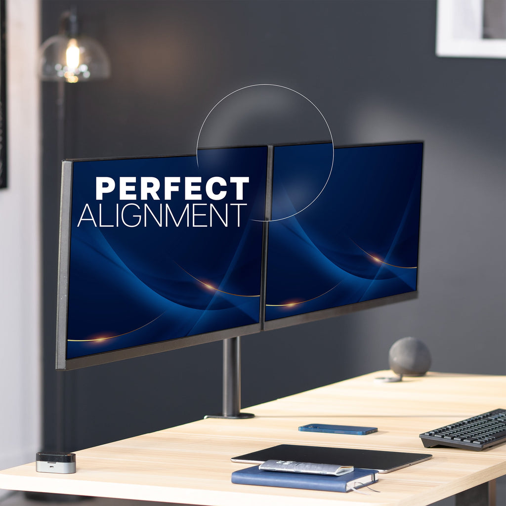 Telescoping Dual Ultrawide 27" to 38" Monitor Heavy Duty Desk Mount Stand - Image 5