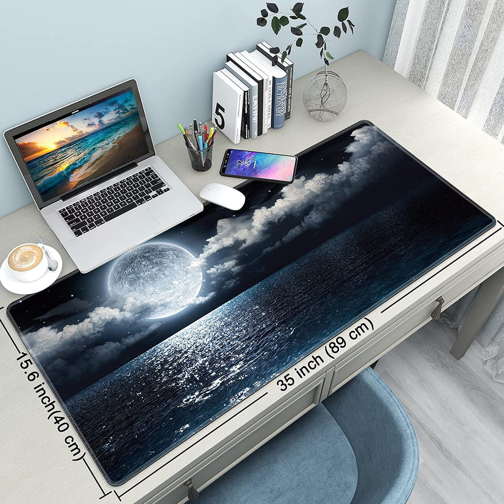 Desk Mat,Large Mouse Pad 35''''×15.6''''×0.12'''' XXL Extended Gaming Mouse Pad Mat with Non-Slip Base Stitched Eges ... - Image 3