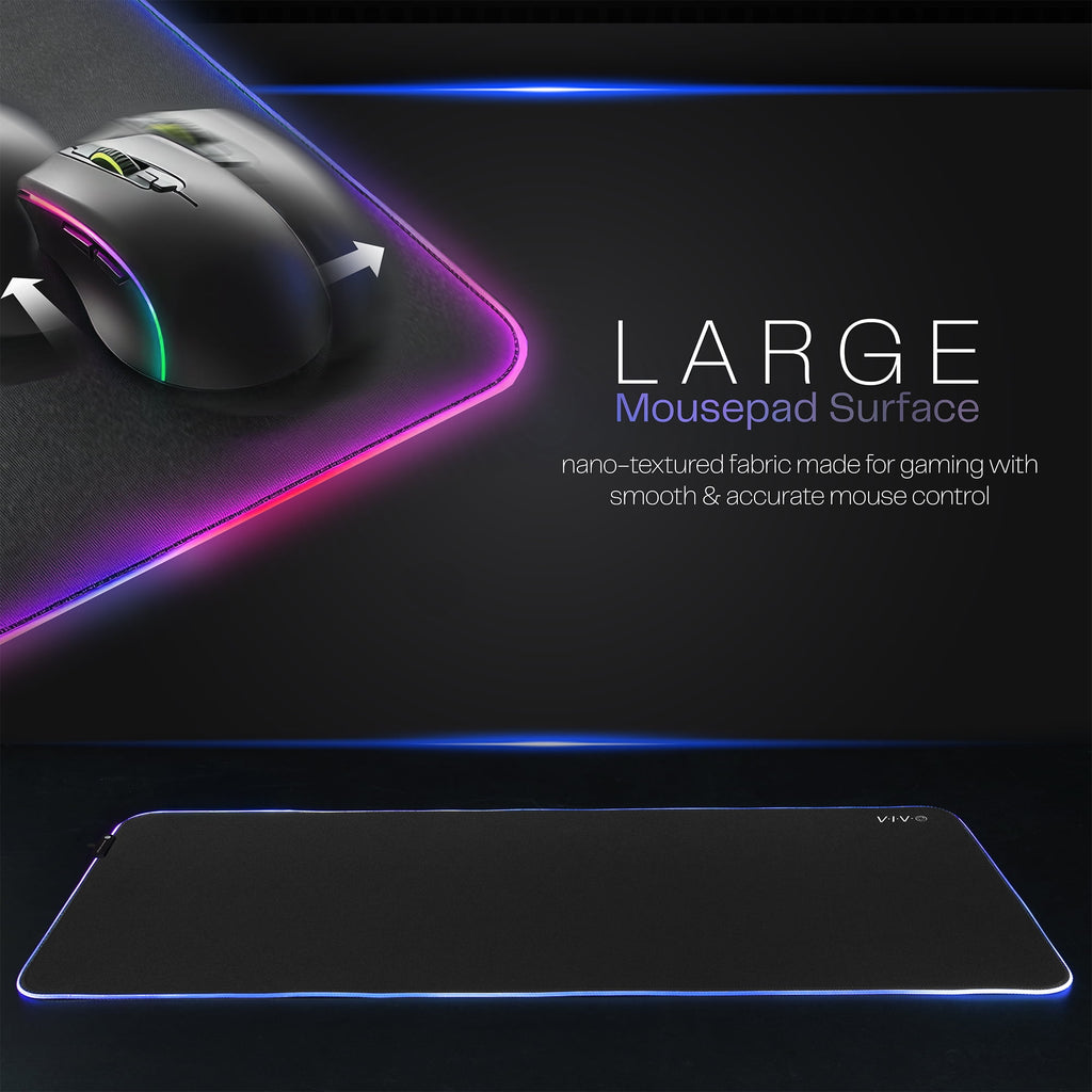 VIVO Black 60" x 24" RGB Desk Pad - Image 2